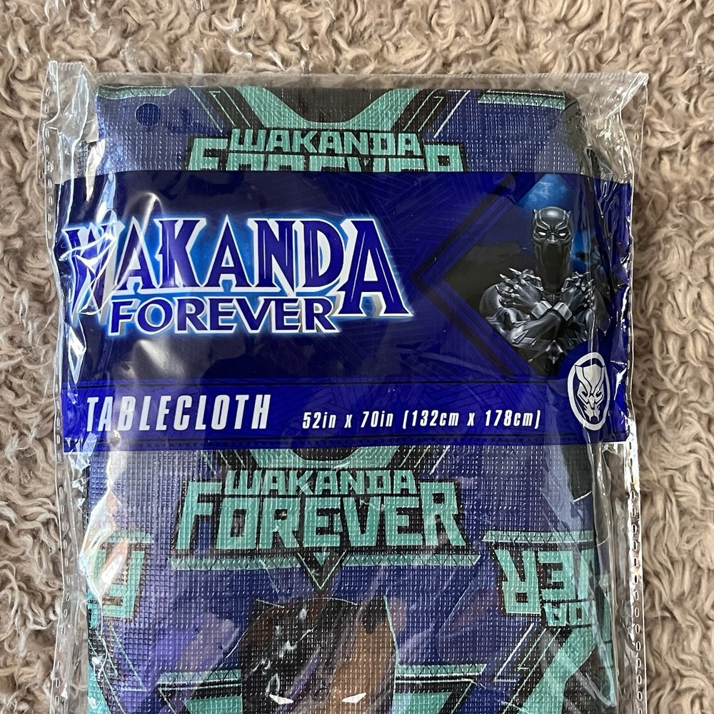 BLACK PANTHER Marvel Tablecloth Wakanda Forever  52" x 70" Birthday Party NEW